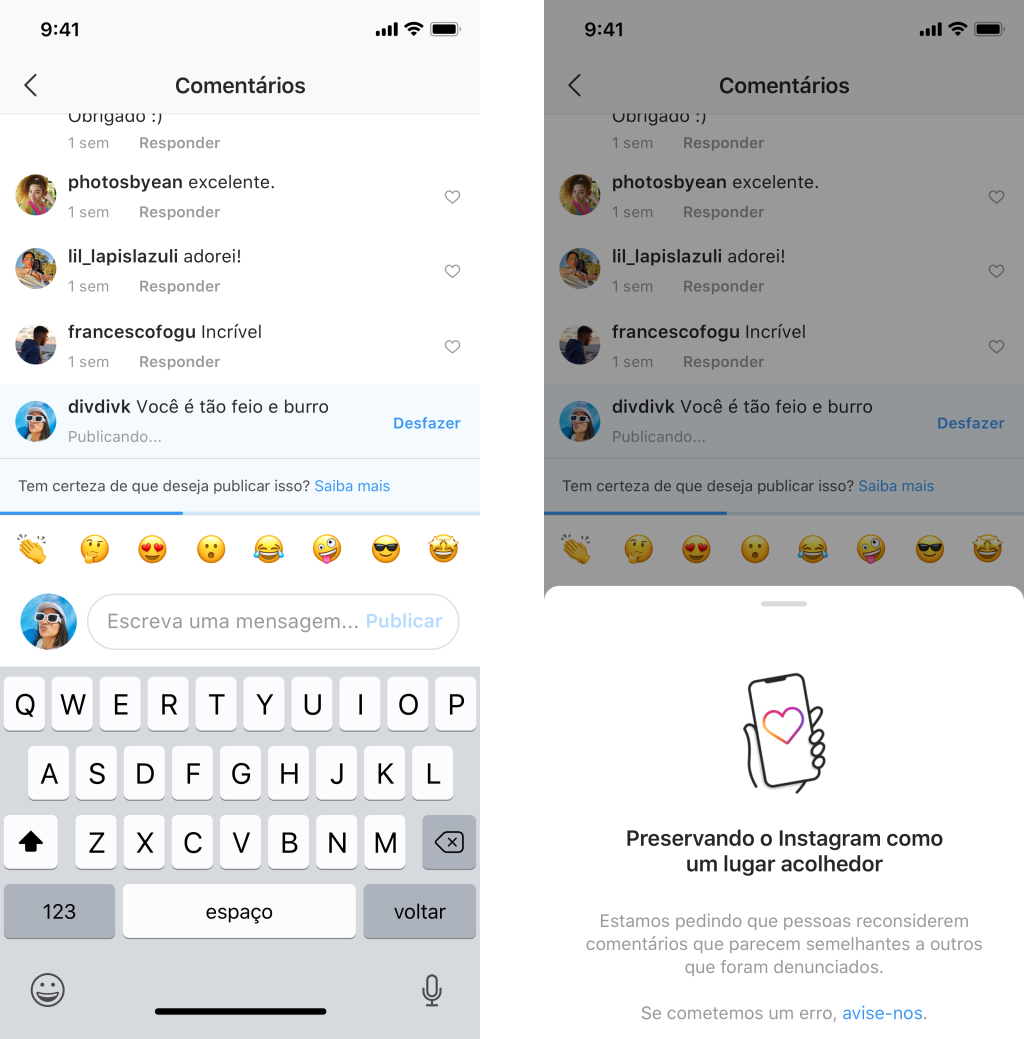 Alerta de comentário Instagram