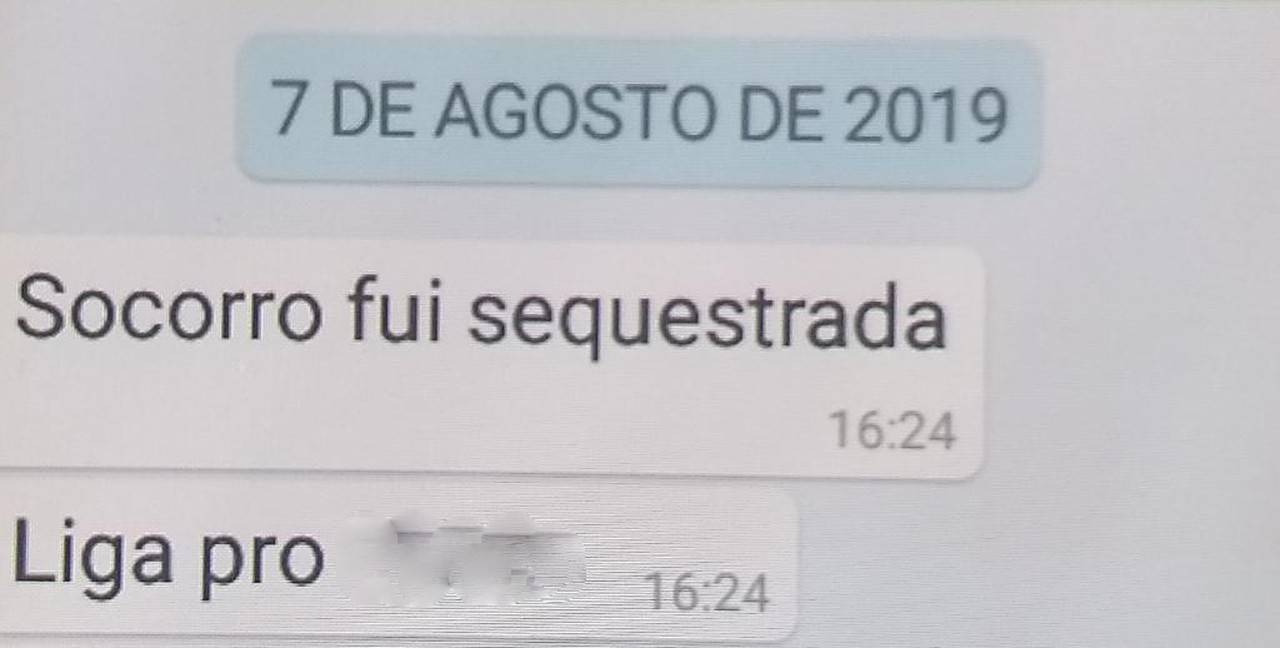 Mensagem enviada pela mulher que fingiu ser sequestrada