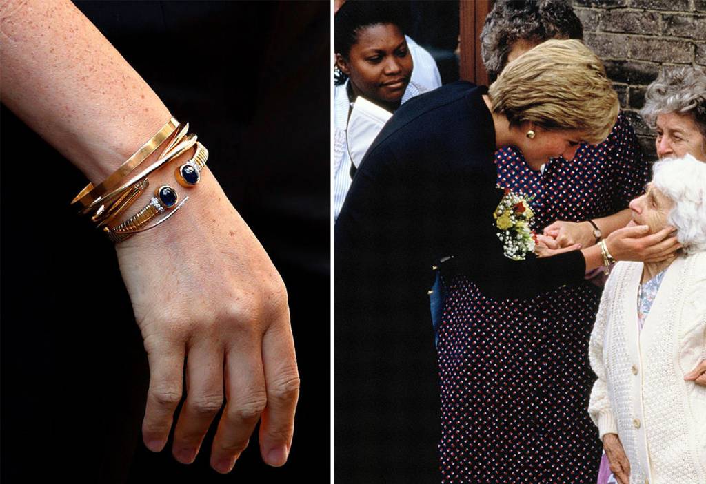 Meghan Markle usou acessórios que pertenciam à Diana no lançamento de sua coleção de roupas Meghan Markle usou acessórios que pertenciam à Diana no lançamento de sua coleção de roupas