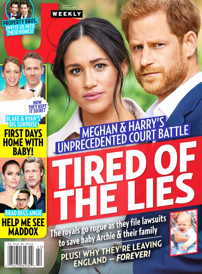 Capa da revista Us Weekly, que afirma que Meghan e Harry estão querendo sair da Inglaterra