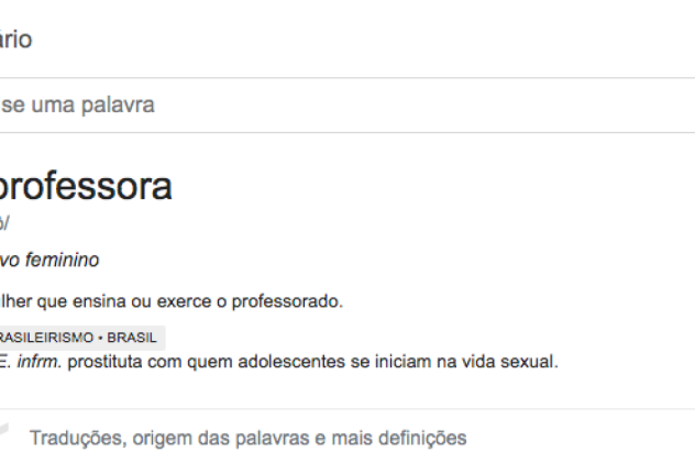 Dicionário do Google define professora como prostituta - Olhar Digital