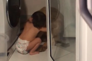 Bebê faz carinho e conversa com o seu cachorro – assista aqui