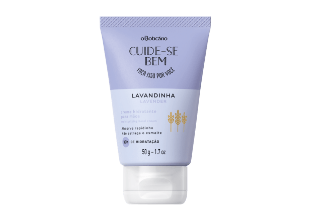Creme para mãos Cuide-Se Bem Lavandinha, de O Boticário: uma textura incrível, que absorve rapidinho e garante 30h de hidratação – tudo isso sem estragar o esmalte! Creme para mãos Cuide-Se Bem Lavandinha, de O Boticário: uma textura incrível, que absorve rapidinho e garante 30h de hidratação – tudo isso sem estragar o esmalte!