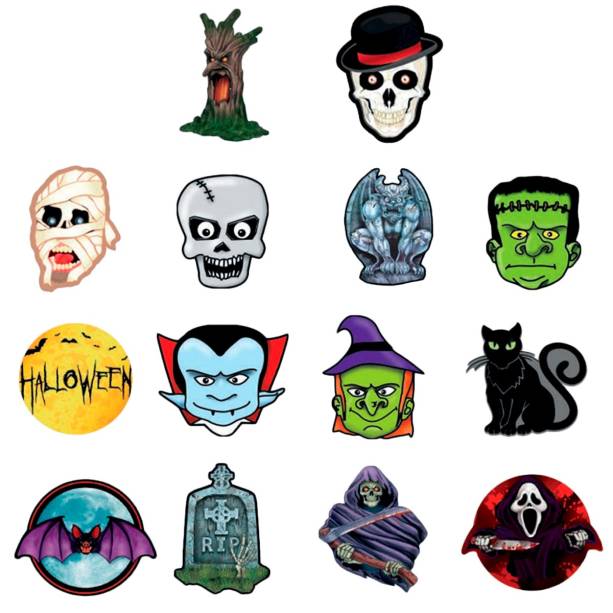 Apliques de papel cartão, com 8 unidades de 5,5 cm cada. <a href="https://www.maxfesta.com.br/aplique-halloween-08-unidades-29585/p?cc=244" target="_blank" rel="noopener">Max Festa</a>, R$ 2,70