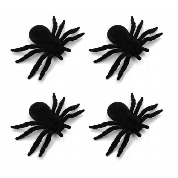 Kit com quatro aranhas de veludo (10 x 6,5 cm). <a href="https://www.maxfesta.com.br/aranha-de-veludo-04-unidades-23674/p?cc=236" target="_blank" rel="noopener">Max Festa</a>, R$ 13,90