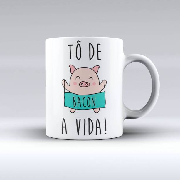 Caneca Tô de Bacon a Vida, de cerâmica, 325 ml. <a href="https://www.americanas.com.br/produto/42530433/caneca-to-de-bacon-a-vida?WT.srch=1&acc=e789ea56094489dffd798f86ff51c7a9&epar=bp_pl_00_go_pla_ud_geral_gmv&gclid=EAIaIQobChMI87mlqYSi4AIVgg2RCh3sqQd0EAQYASABEgLSmPD_BwE&i=5b399609eec3dfb1f86f1502&o=5b9801e7ebb19ac62cb17258&opn=YSMESP&sellerId=27204082000142" target="_blank" rel="noopener">Americanas.com</a>, R$ 26,50