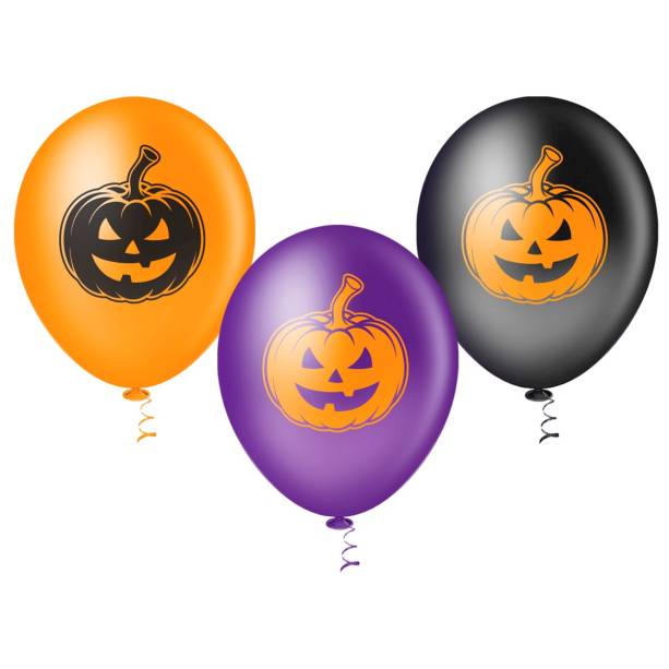 Bexiga tamanho 10, embalagem com 25 unidades. <a href="https://www.festta.com.br/decoracao/9454-balao-10-halloween-abobora-sortido-c-25-7896968309988.html" target="_blank" rel="noopener">Festta</a>, R$ 14,50