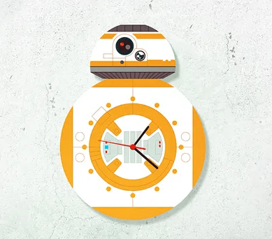 Relógio de parede Star Wars - BB8. <a href="https://www.nerdstore.com.br/relogio-de-parede-droide-8rg27/p">Nerdstore</a>, R$ 59,90