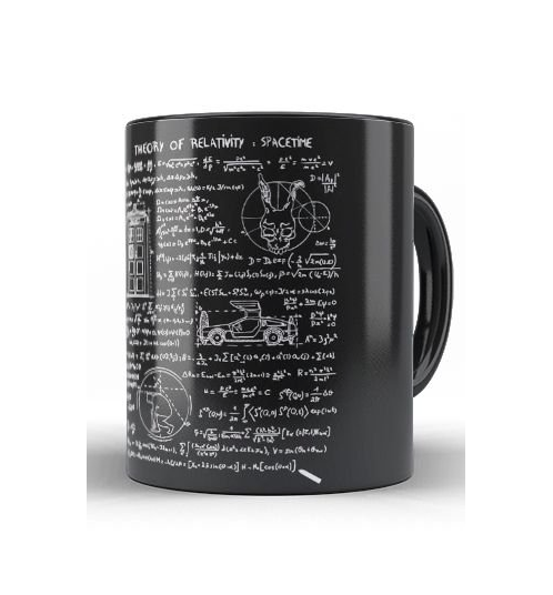 Caneca Theory of Relativity of Space and Time. <a href="https://www.comicstore.com.br/caneca-theory-of-relativity-space-time">Comic Store</a>, R$ 44