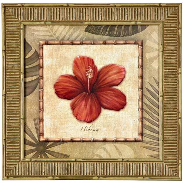 Quadro Flores com moldura em madeira maciça, na medidas 38 x 38 cm. <a href="https://www.tokstok.com.br/i-quadro-38-cm-x-38-cm-natural-multicor-tropical-flores/p" target="_blank" rel="noopener">Tok&Stok</a>, R$ 75,90