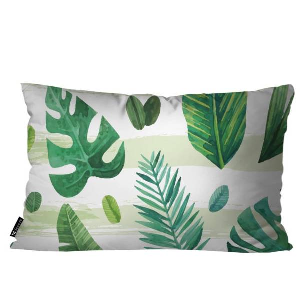 Almofada Floral Verde, de poliéster, 50 x 30 cm. <a href="https://www.mdecore.com.br/almofada-floral-verde-al-dec4040-3" target="_blank" rel="noopener">Mdecore</a>, R$ 24,24