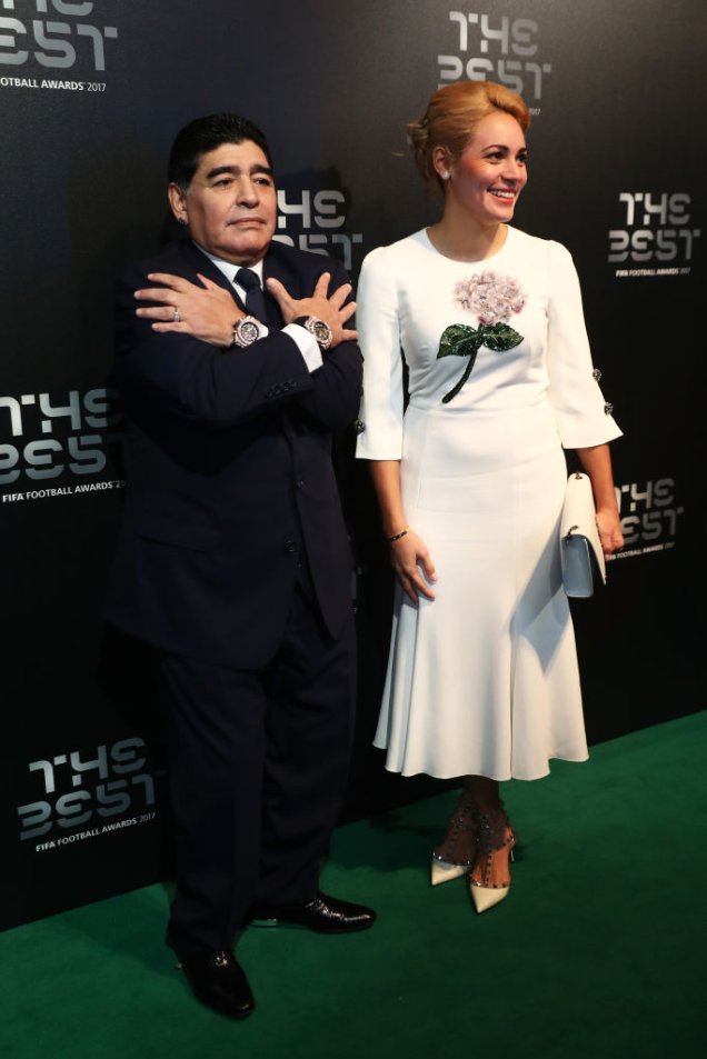 Diego Maradona e sua mulher Claudia Villafañe no The Best Fifa 2017 Awards
