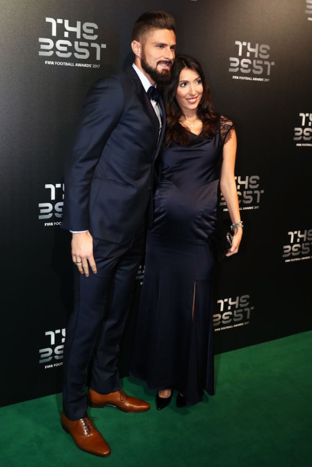 Olivier Giroud e sua mulher Jennifer Giroud no The Best FIFA  2017
