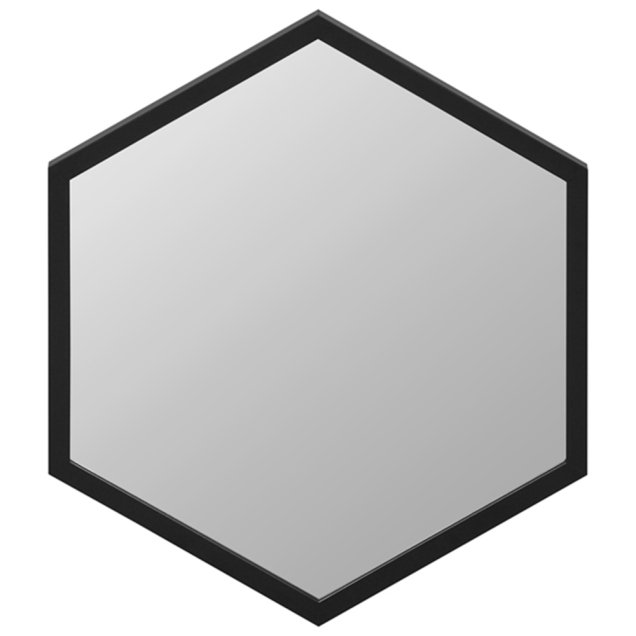 Hexagon Espelho, de 50 x 58 cm. <a href="https://www.tokstok.com.br/espelho-50-cm-x-58-cm-preto-hexagon/p?idsku=347126&gclid=EAIaIQobChMI-76r1OWB4AIVBgmRCh11PAxFEAkYAyABEgLxHPD_BwE" target="_blank" rel="noopener">Tok&Stok</a>, R$ 149,90
