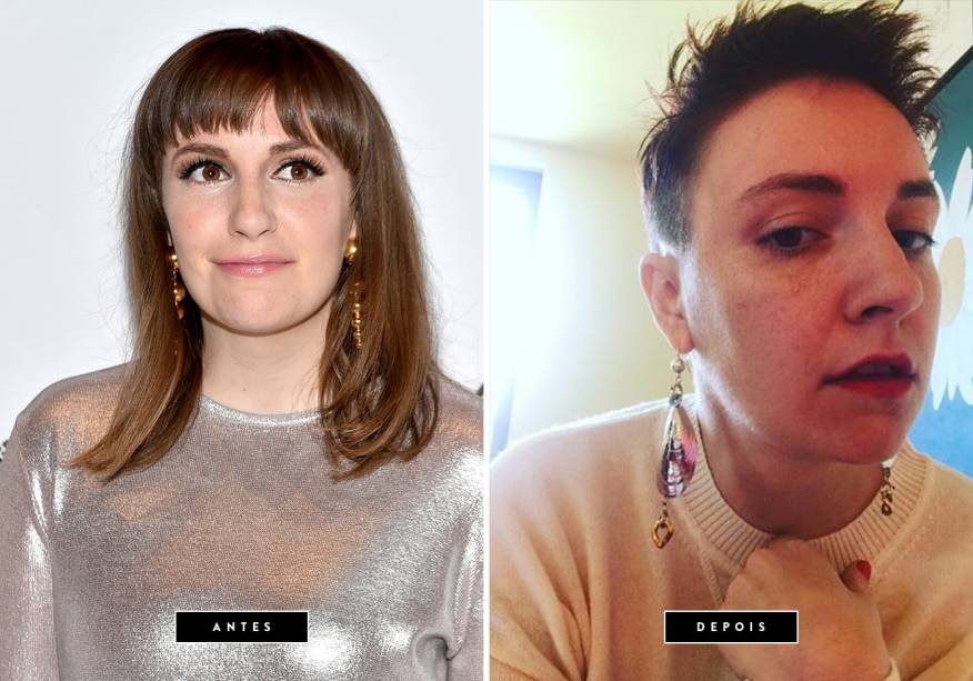 <strong>Junho de 2017 // Lena Dunham</strong> - A estrela da série <em>Girls</em>, da HBO, surpreendeu a todos quando apareceu com os cabelos supercurtinhos em um clique que postou no Instagram. Aprovada?