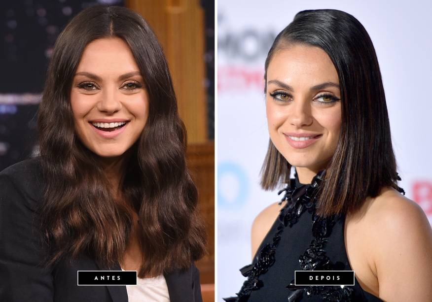 <strong>Outubro de 2017 // Mila Kunis </strong>-  após usar cabelos longos durante vários anos, a atriz desfilou um long bob assimétrico na première de Bad Moms 2, que estrela ao lado de <span>Kristen Bell e Kathryn Hahn.</span>