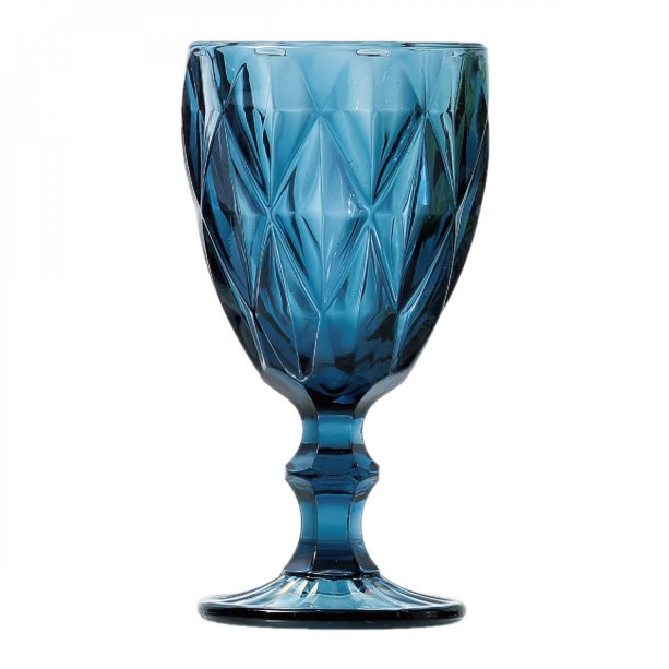 Conjunto de taças azuis Diamond, de vidro, 210 ml. <a href="https://www.americanas.com.br/produto/63297010/conjunto-6-tacas-p-vinho-de-vidro-diamond-azul-210ml-6505?pfm_carac=ta%C3%A7a%20diamond%20azul&pfm_index=12&pfm_page=search&pfm_pos=grid&pfm_type=search_page%20&sellerId" target="_blank" rel="noopener">Americanas.com</a>, R$ 141,90