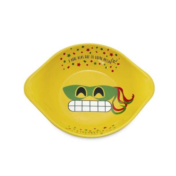 Petisqueira cerâmica Diverticon Carnaval (18 cm). <a href="https://www.americanas.com.br/produto/28898161/assadeira-em-ceramica-redonda-com-aba-mondoceram-linha-diverticon-18cm-amarela-carnaval?WT.srch=1&acc=e789ea56094489dffd798f86ff51c7a9&epar=bp_pl_00_go_pla_ud_geral_gmv&gclid=EAIaIQobChMIgOO3qaG-4AIVVgWRCh3eNAPtEAQYASABEgJeGPD_BwE&i=59e57d08eec3dfb1f8a140f6&o=5b33aed2ebb19ac62c769e9b&opn=YSMESP&sellerId=25454289000140" target="_blank" rel="noopener">Americanas.com</a>, R$ 37,34