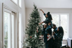 foto família Natal árvore