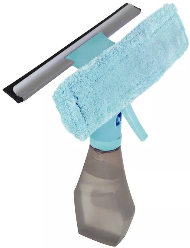 Rodinho, pano e spray - você usa o spray, remove a água com o rodo de borracha e seca com o paninho de microfibra. <a href="https://www.extra.com.br/ProdutosdeLimpeza/AcessoriosdeLimpeza/rodos/rodo-magico-limpa-vidros-e-janelas-com-spray-mop-dispenser-borrifador-3-em-1-7291311.html?gclid=EAIaIQobChMIxaKu-9iI3gIViQyRCh11dQDSEAQYASABEgKN-PD_BwE&utm_medium=cpc&utm_source=gp_pla&IdSku=7291311&idLojista=11271&s_kwcid=AL!427!3!273261760764!!!g!477578007274!&utm_campaign=Utld_Shopping&ef_id=WuxZHgAAAHYAbRMJ:20181015145043:s" target="_blank" rel="noopener">Extra</a>, R$ 31,63