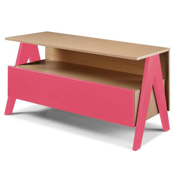 Rack Street, de MDF laminado, nas medidas 1,20 x 0,44 x 0,60 m. <a href="https://www.shoptime.com.br/produto/17807998/rack-street-com-1-gaveta-rosa?pfm_carac=Rack&pfm_index=1&pfm_page=category&pfm_pos=grid&pfm_type=vit_product_grid" target="_blank" rel="noopener">Shoptime</a>, R$ 1389,22