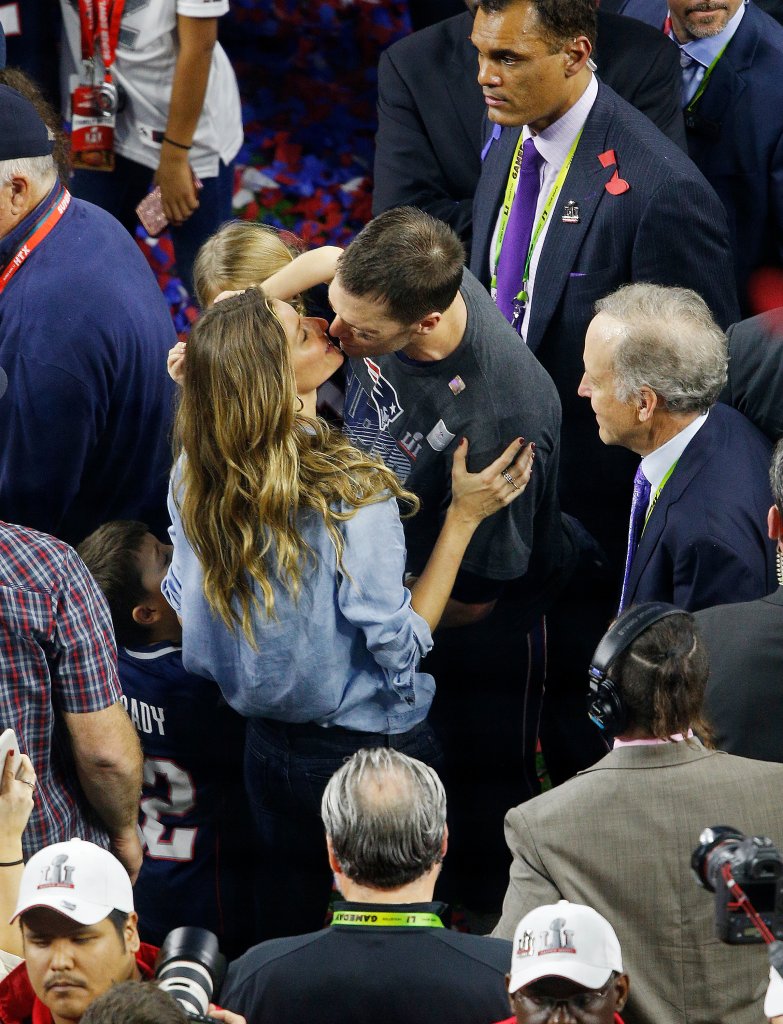 Gisele Bündchen e Tom Brady comemoração Super Bowl