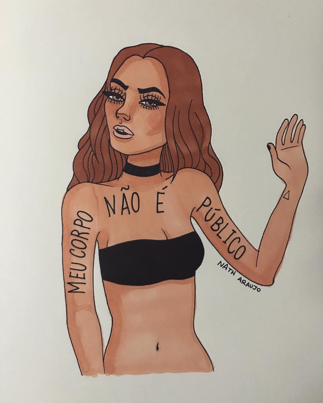 Ilustração "Meu corpo não é público", da Nath Araújo