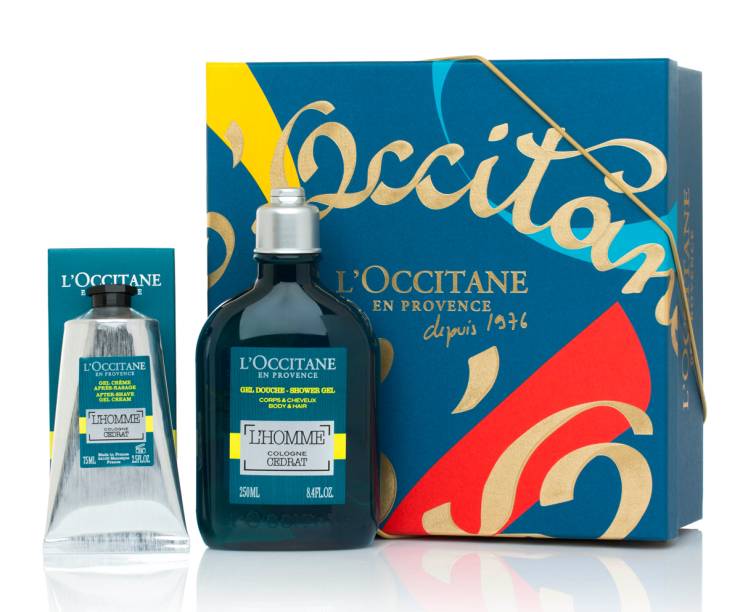 A <a href="https://br.loccitane.com/presente-cedrat-l'homme,43,2,78844,985722.htm?utm_source=mdemulher&utm_medium=portal&utm_campaign=presentecedrat">caixa exclusiva </a>contém 1 Sabonete Líquido Cedrat L'Homme 250ml e 1 Gel-Creme Pós Barba Cedrat L'Homme 75ml