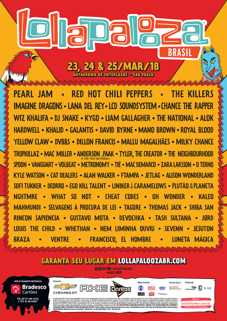 line up lollapalooza 2018 atracoes