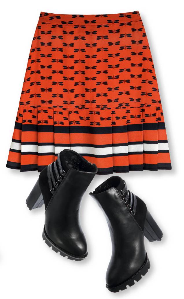 Saia de crepe, Juliana Jabour, R$ 688, tel. (11) 3837 9778. Botas de couro, Spot Shoes, R$ 149, tel. (11) 3846 5850. Saia de crepe, Juliana Jabour, R$ 688, tel. (11) 3837 9778. Botas de couro, Spot Shoes, R$ 149, tel. (11) 3846 5850.