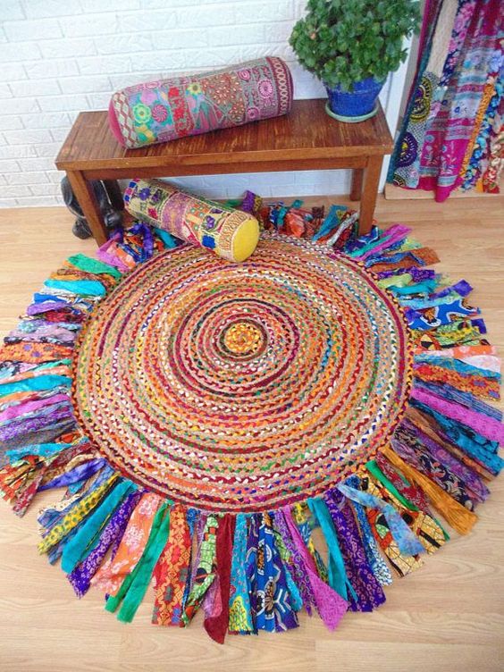 Arte têxtil no chão