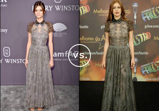 <strong>Lais Oliveira</strong> e <strong>Marina Ruy Barbosa</strong> vestem <strong>Valentino</strong>. Com transparências no colo e bordados nas mangas e na gola, o vestido da grife italiana não requer muitos acessórios para atrair olhares no tapete vermelho. Lais apostou em brincos grandes, porém delicados, e coque romântico para destacar a delicadeza do vestido. Já Marina preferiu uma beleza mais sensual com cabelos soltos e batom escuro; bracelete e anéis pequenos deram o toque final. <strong>Lais Oliveira</strong> e <strong>Marina Ruy Barbosa</strong> vestem <strong>Valentino</strong>. Com transparências no colo e bordados nas mangas e na gola, o vestido da grife italiana não requer muitos acessórios para atrair olhares no tapete vermelho. Lais apostou em brincos grandes, porém delicados, e coque romântico para destacar a delicadeza do vestido. Já Marina preferiu uma beleza mais sensual com cabelos soltos e batom escuro; bracelete e anéis pequenos deram o toque final.