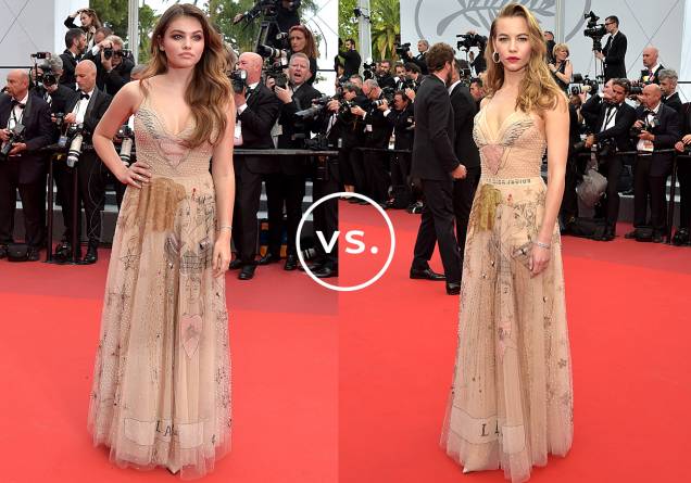 <strong>Thylane Blondeau</strong> e <strong>Svetlana Ustinova</strong> vestem <strong>Dior</strong>. Delicado e luxuoso, o vestido caiu mesmo na graça das famosas e foi exibido duas vezes no tapete vermelho do Festival de Cinema de Cannes. Thylane e Svetlana apostaram em styling semelhante e arremataram a produção com cabelos soltos e ondulados e uma pulseira de brilhantes. Mas enquanto a francesa apostou no esfumado marrom, a russa foi de batom vermelho. <strong>Thylane Blondeau</strong> e <strong>Svetlana Ustinova</strong> vestem <strong>Dior</strong>. Delicado e luxuoso, o vestido caiu mesmo na graça das famosas e foi exibido duas vezes no tapete vermelho do Festival de Cinema de Cannes. Thylane e Svetlana apostaram em styling semelhante e arremataram a produção com cabelos soltos e ondulados e uma pulseira de brilhantes. Mas enquanto a francesa apostou no esfumado marrom, a russa foi de batom vermelho.