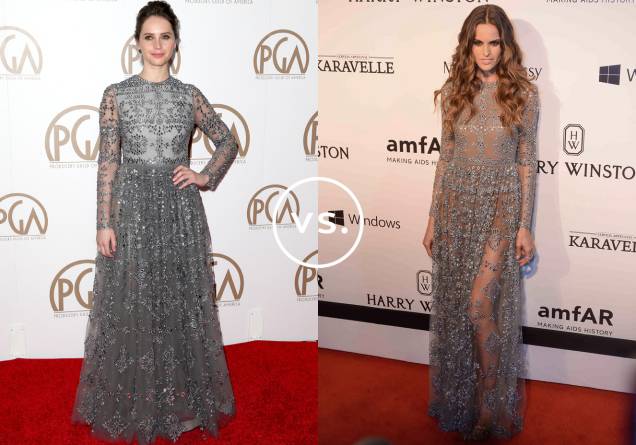 <strong>Felicity Jones</strong> e <strong>Izabel Goulart</strong> vestem<strong> Valentino</strong>. Discreta, a britânica optou pelo modelo com forro na saia. Já a brasileira garantiu um look hipersexy com pernas à mostra. <strong>Felicity Jones</strong> e <strong>Izabel Goulart</strong> vestem<strong> Valentino</strong>. Discreta, a britânica optou pelo modelo com forro na saia. Já a brasileira garantiu um look hipersexy com pernas à mostra.