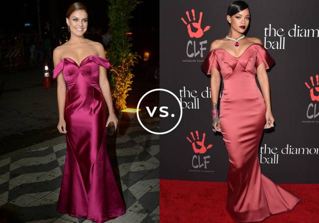 <strong>Paloma Bernardi</strong> e <strong>Rihanna</strong>. A atriz brasileira compareceu ao casamento de Fernanda Souza e Thiaguinho, em fevereiro de 2015, em São Paulo, usando um vestido by<strong> Vitor Zerbinato</strong> muito parecido com o <strong>Zac Posen</strong> exibido por Rihanna em 2014. <strong>Paloma Bernardi</strong> e <strong>Rihanna</strong>. A atriz brasileira compareceu ao casamento de Fernanda Souza e Thiaguinho, em fevereiro de 2015, em São Paulo, usando um vestido by<strong> Vitor Zerbinato</strong> muito parecido com o <strong>Zac Posen</strong> exibido por Rihanna em 2014.