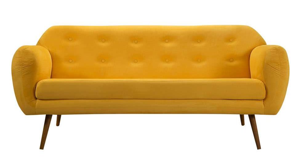 sofá Beatle amarelo mostarda