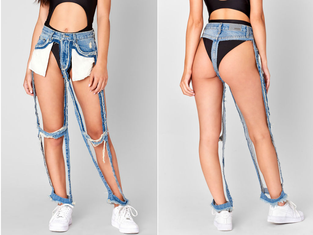 O preço desse jeans quase sem tecido (mas com bolsos) é absurdo