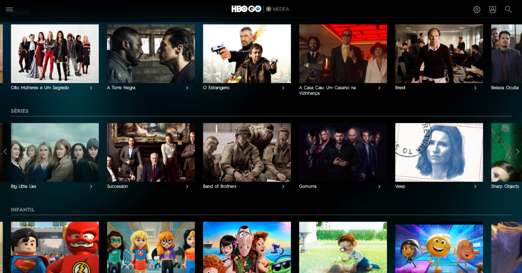 Interface da HBO GO