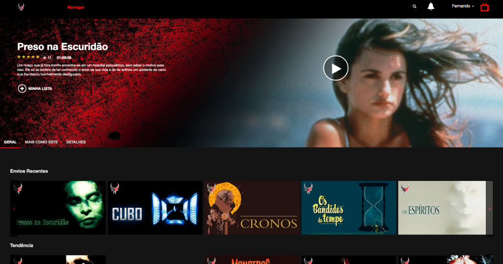 Interface da Darkflix.