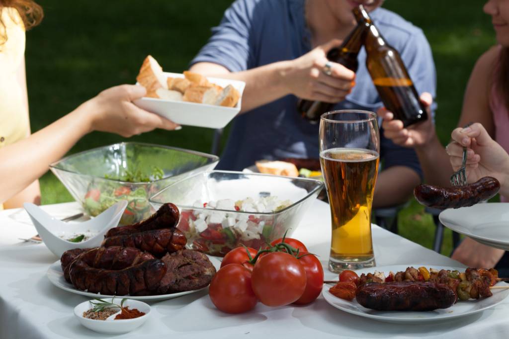 Friends enjoying themselves on garden party