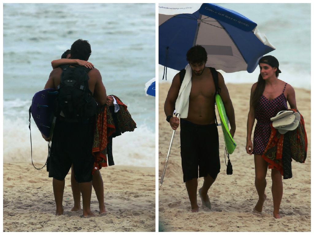 O casal deixou a praia no fim da tarde