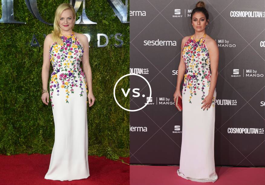 <strong>Elisabeth Moss</strong> e <strong>Blanca Suárez</strong> vestem<strong> Oscar de la Renta</strong>. Os acessórios delicados escolhidos por ambas não dividem atenção com o vestido ricamente bordado.<div class='kno-ecr-pt kno-fb-ctx'></div>