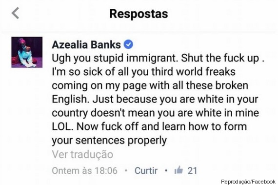 Azealia Banks no Facebook 3