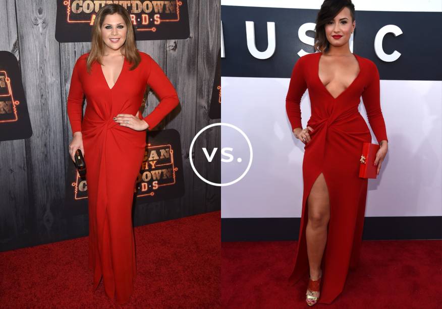 <strong>Hillary Scott</strong> e <strong>Demi Lovato</strong> vestem <strong>Lanvin</strong>. A cantora de música country preferiu uma abordagem mais discreta com decote recatado e sem fenda. Já a diva teen deixou uma boa porção de pele à mostra. <strong>Hillary Scott</strong> e <strong>Demi Lovato</strong> vestem <strong>Lanvin</strong>. A cantora de música country preferiu uma abordagem mais discreta com decote recatado e sem fenda. Já a diva teen deixou uma boa porção de pele à mostra.