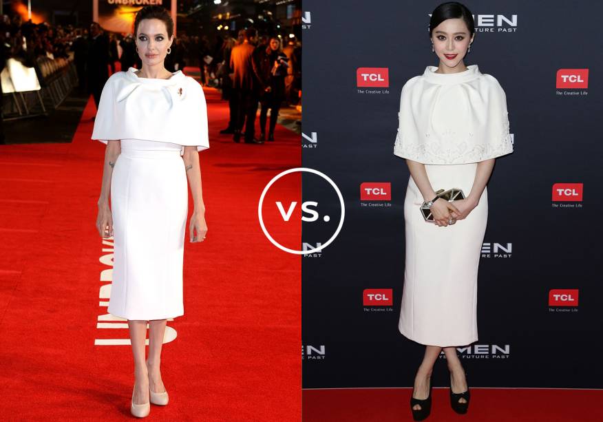 <strong>Angelina Jolie</strong> e<strong> Fan Bingbing</strong> vestem <strong>Ralph & Russo</strong>. A atriz norte-americana fez pequenas alterações no vestido, já a chinesa usou o look como apresentado na passarela, com bordados na capa e comprimento mídi.