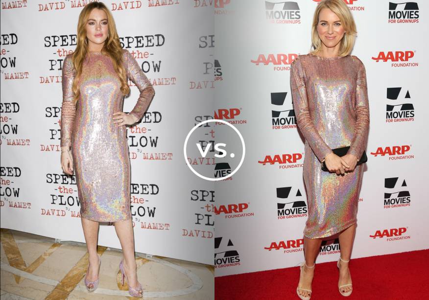 <strong>Lindsay Lohan</strong> e <strong>Naomi Watts</strong> vestem <strong>Givenchy</strong>. O brilho furta-cor também aparece nos sapatos de Lindsay. Naomi foi mais discreta e optou pela sandália nude. <strong>Lindsay Lohan</strong> e <strong>Naomi Watts</strong> vestem <strong>Givenchy</strong>. O brilho furta-cor também aparece nos sapatos de Lindsay. Naomi foi mais discreta e optou pela sandália nude.