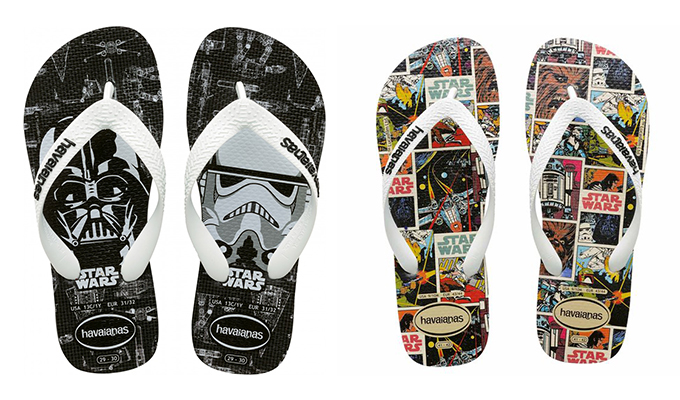 <b>Havaianas Star Wars</b>

Opção fácil de agradar, é possível escolher entre vários modelos e cores diferentes com os personagens da série. <b>De R$ 27,90 a R$ 39,90 (www.havaianas.com.br)</b>