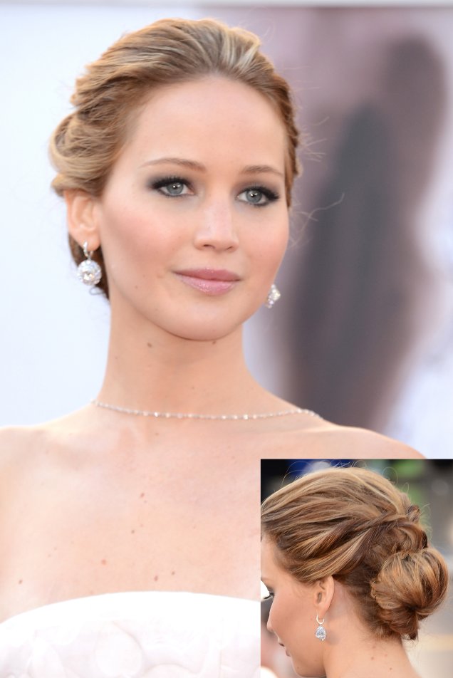<div class='caption'>Pouco antes de receber seu primeiro Oscar por O Lado Bom da Vida, Jennifer Lawrence usou um coque despojado com os fios soltos no red carpet.</div>