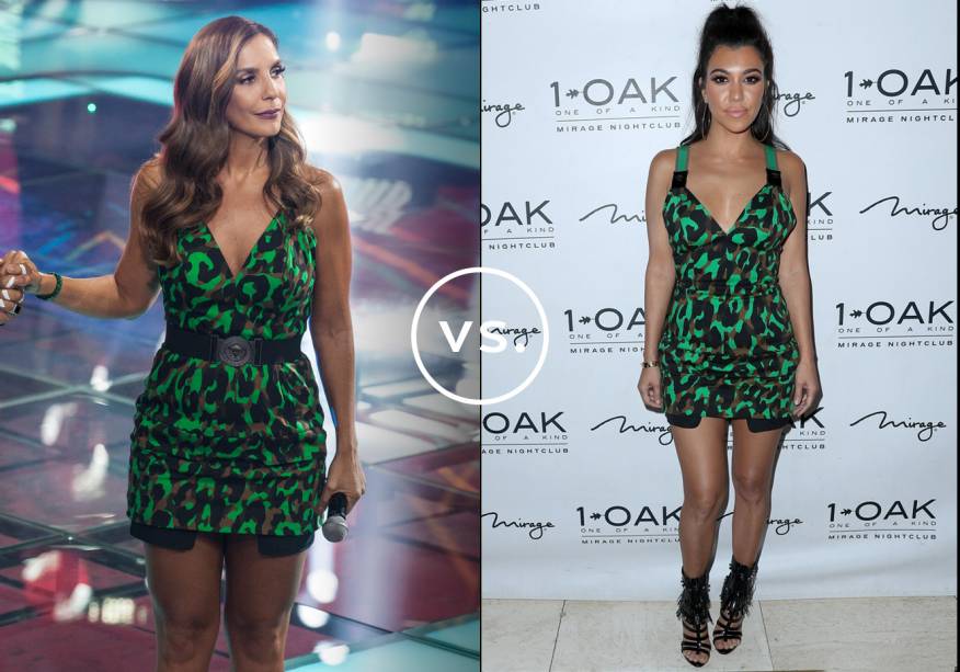 <strong>Ivete Sangalo</strong> e <strong>Kourtney Kardashian</strong> vestem <strong>Versace</strong>. O minivestido estampado foi eleito por ambas para conquistar um visual sexy. Maquiagem marcante - lábios escuros para Ivete e delineado para Kourtney - arremataram os looks.