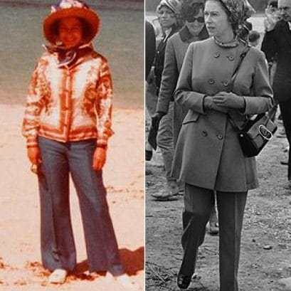 Rainha Elizabeth de calça Rainha Elizabeth de calça
